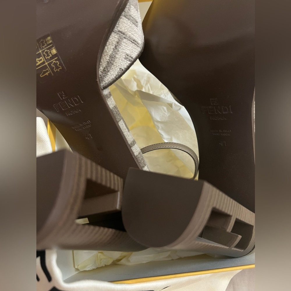 NEW in box. Fendi FF logo jacquard sandal heels - Picture 11 of 16